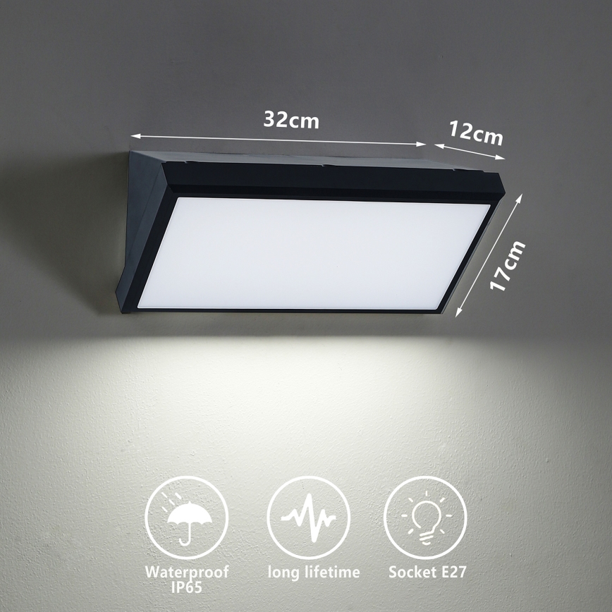 Brilagi - Aplique de exterior TRIANGLE 1xE27/60W/230V negro IP65