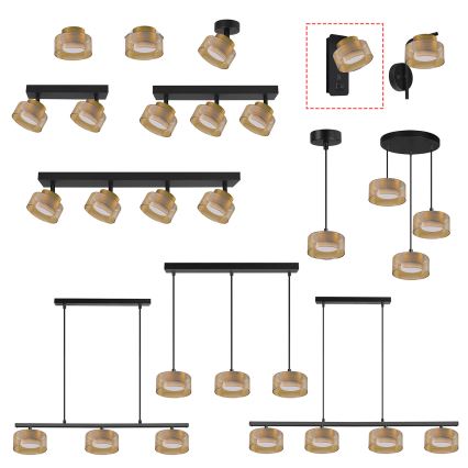 Brilagi - Aplique de pared con puerto USB AURA LUX 1xGX53/30W/230V negro/dorado