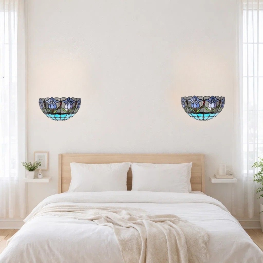 Brilagi - Aplique de pared con vitral estilo Tiffany LORAS 1xE14/40W/230V