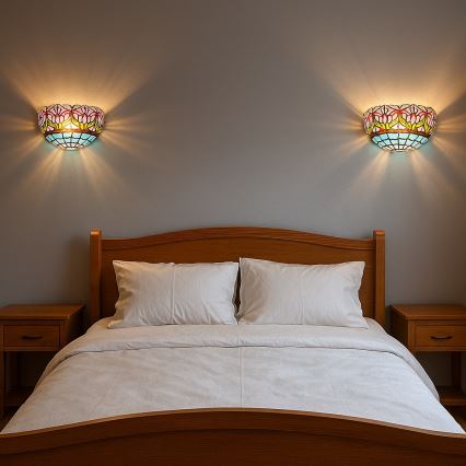 Brilagi - Aplique de pared con vitral estilo Tiffany LORAS 1xE14/40W/230V