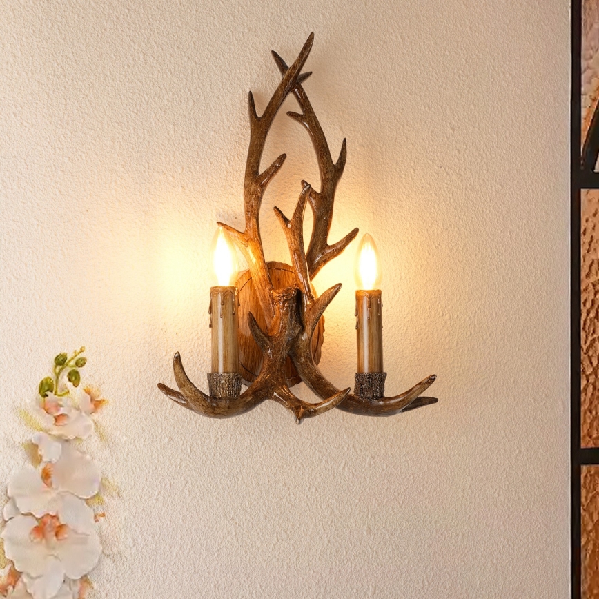 Brilagi - Aplique de pared DEER 2xE14/10W/230V con astas