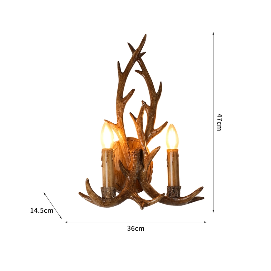 Brilagi - Aplique de pared DEER 2xE14/10W/230V con astas