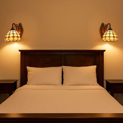 Brilagi - Aplique de pared estilo Tiffany con vitral DORAN 1xE27/40W/230V