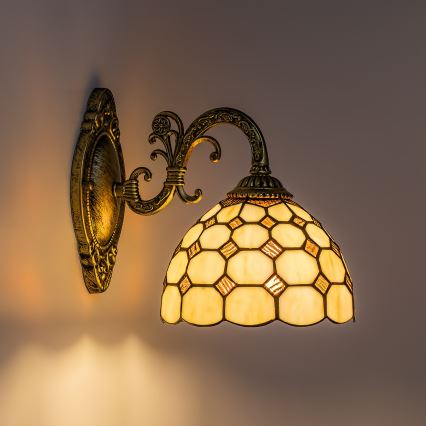 Brilagi - Aplique de pared estilo Tiffany con vitral DORAN 1xE27/40W/230V