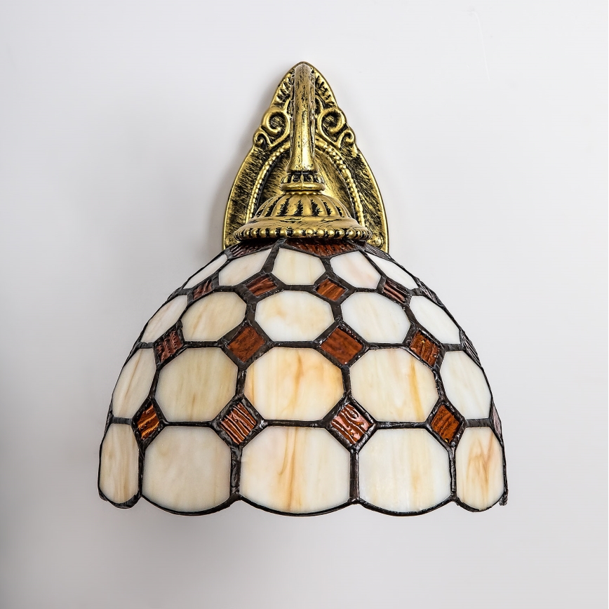Brilagi - Aplique de pared estilo Tiffany con vitral DORAN 1xE27/40W/230V