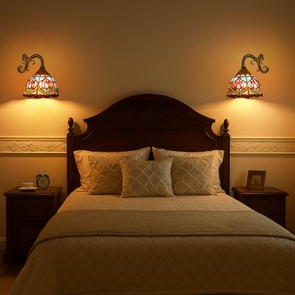 Brilagi - Aplique de pared estilo Tiffany en vitral LORAS 1xE27/40W/230V