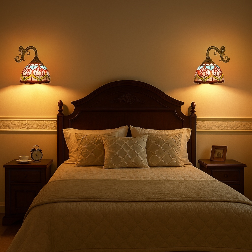 Brilagi - Aplique de pared estilo Tiffany en vitral LORAS 1xE27/40W/230V