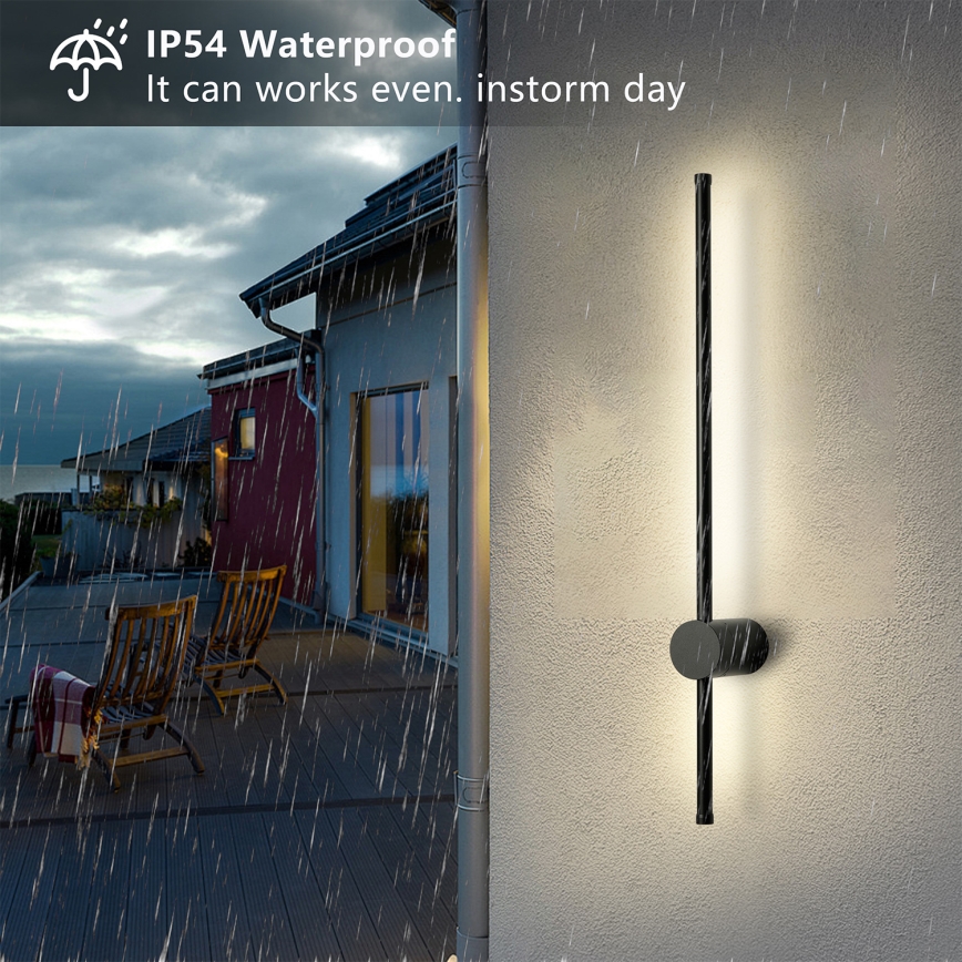 Brilagi - Aplique de pared LED exterior AURA LED/12W/230V 3000K IP54 65 cm negro