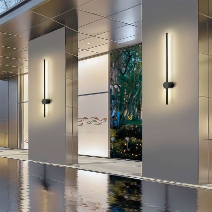 Brilagi - Aplique de pared LED exterior AURA LED/12W/230V 3000K IP54 65 cm negro