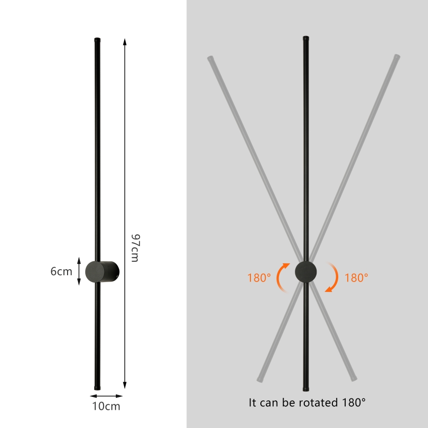 Brilagi - Aplique de pared LED para exterior AURA LED/20W/230V 4000K IP54 97 cm negro