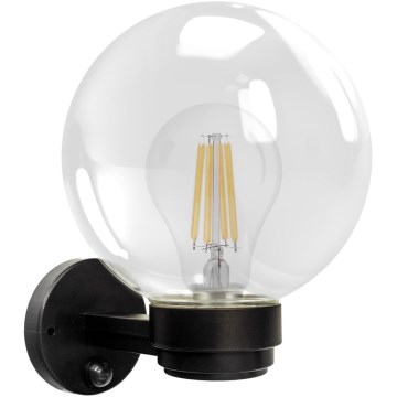 Brilagi - Aplique de pared exterior con sensor de movimiento HARBOR 1xE27/40W/230V IP33 negro/transparente