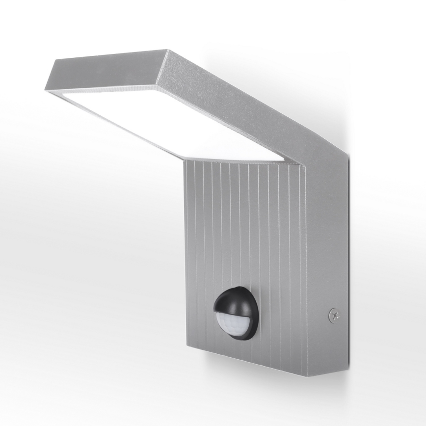 Brilagi - Aplique LED de exterior con sensor RIANO LED/8W/230V, acabado plateado, IP65