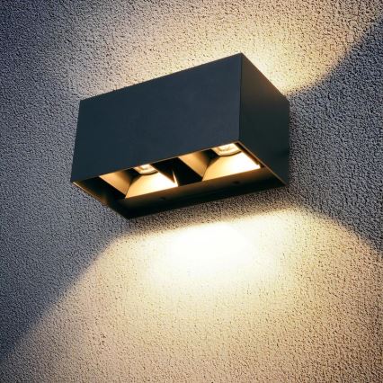 Brilagi - Aplique de pared exterior DOUBLE CUBE LED/12W/230V antracita IP65
