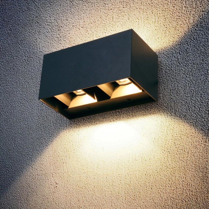 Brilagi - Aplique de pared exterior DOUBLE CUBE LED/12W/230V antracita IP65