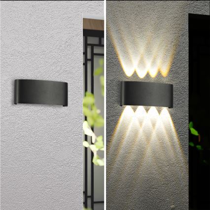 Brilagi - Aplique de pared exterior LED FLAREBOX LED/8W/230V, negro, IP65