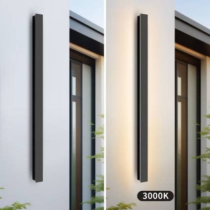 Brilagi - Aplique mural exterior LED LINEAR LED/22W/230V 3000K IP65 100 cm negro
