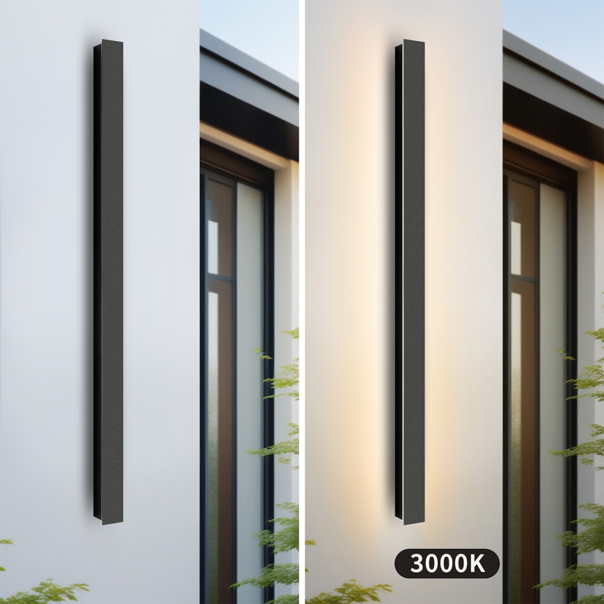 Brilagi - Aplique mural exterior LED LINEAR LED/22W/230V 3000K IP65 100 cm negro