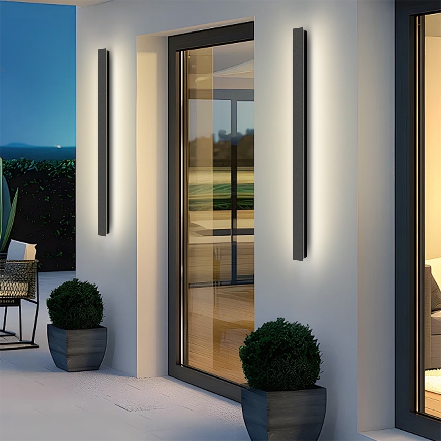 Brilagi - Aplique mural exterior LED LINEAR LED/22W/230V 3000K IP65 100 cm negro