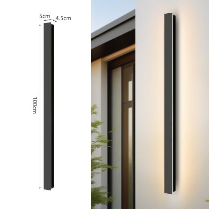 Brilagi - Aplique mural exterior LED LINEAR LED/22W/230V 3000K IP65 100 cm negro