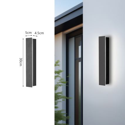 Brilagi - Aplique de pared exterior LED LINEAR LED/8W/230V 3000K IP65 30 cm antracita