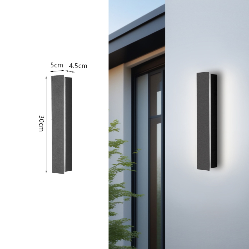 Brilagi - Aplique de pared exterior LED LINEAR LED/8W/230V 3000K IP65 30 cm antracita