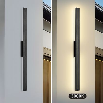 Brilagi - Aplique de pared exterior LINEO LED/24W/230V 3000K IP65 100 cm negro