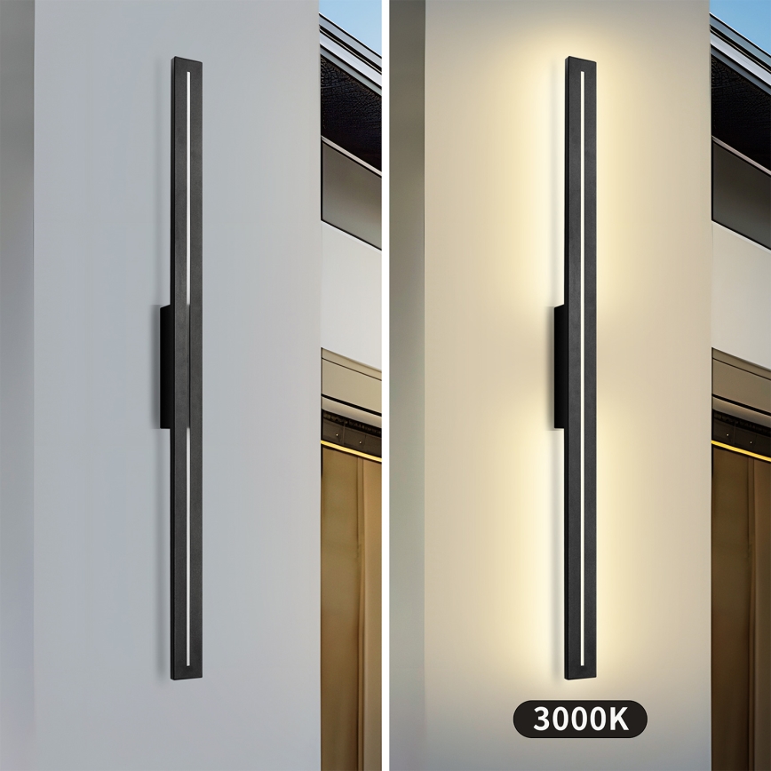 Brilagi - Aplique de pared exterior LINEO LED/24W/230V 3000K IP65 100 cm negro