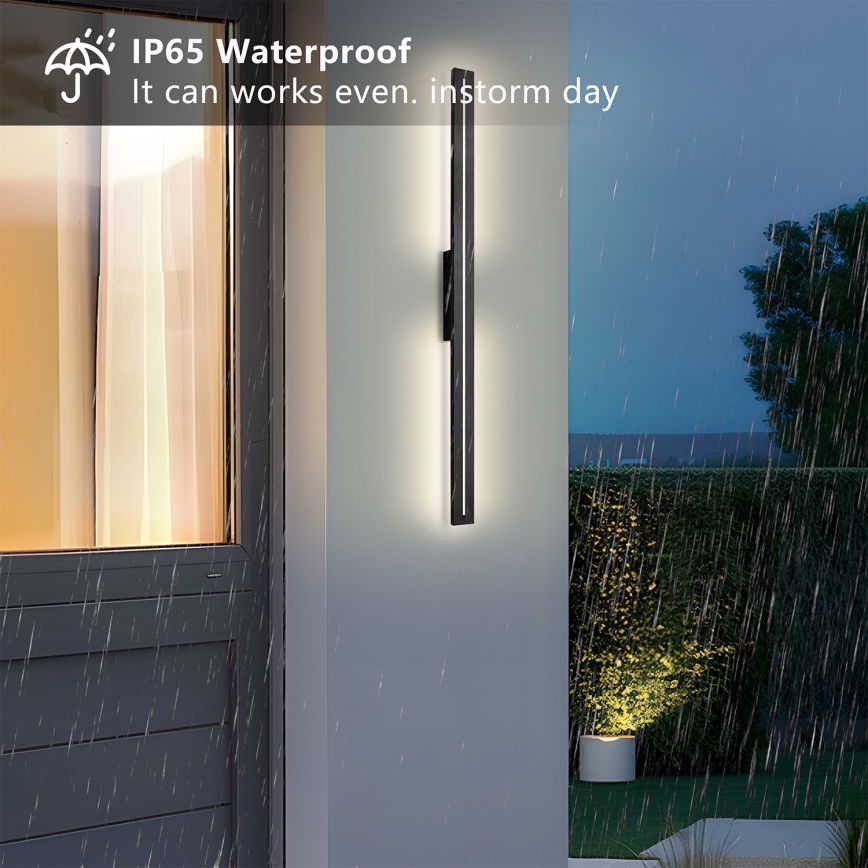 Brilagi - Aplique de pared exterior LINEO LED/24W/230V 3000K IP65 100 cm negro