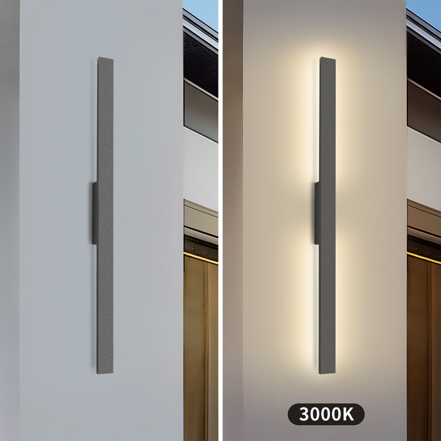 Brilagi - Aplique LED de pared exterior LUNA LED/24W/230V 3000K IP65 100 cm antracita