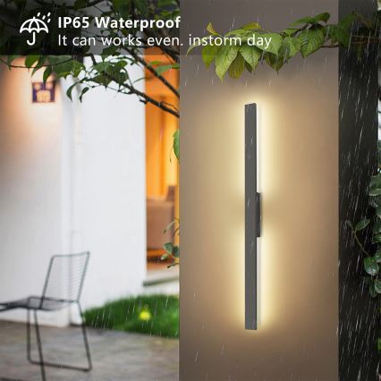 Brilagi - Aplique LED de pared exterior LUNA LED/24W/230V 3000K IP65 100 cm antracita