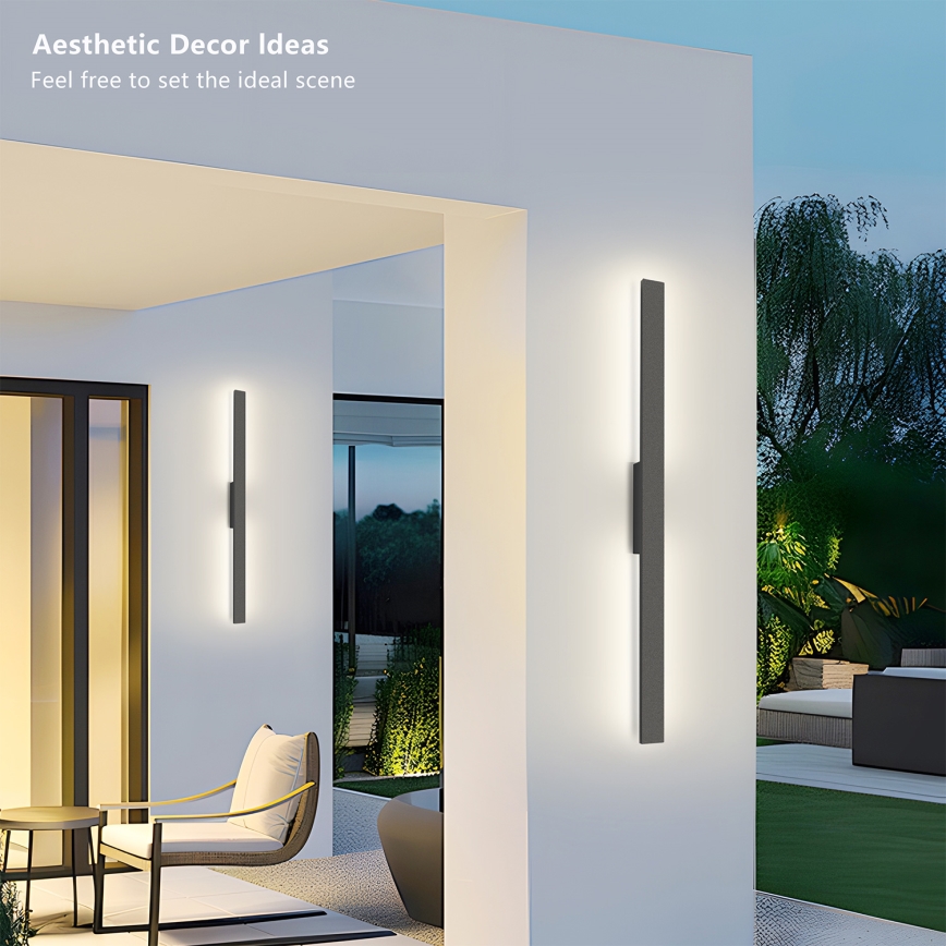 Brilagi - Aplique LED de pared exterior LUNA LED/24W/230V 3000K IP65 100 cm antracita