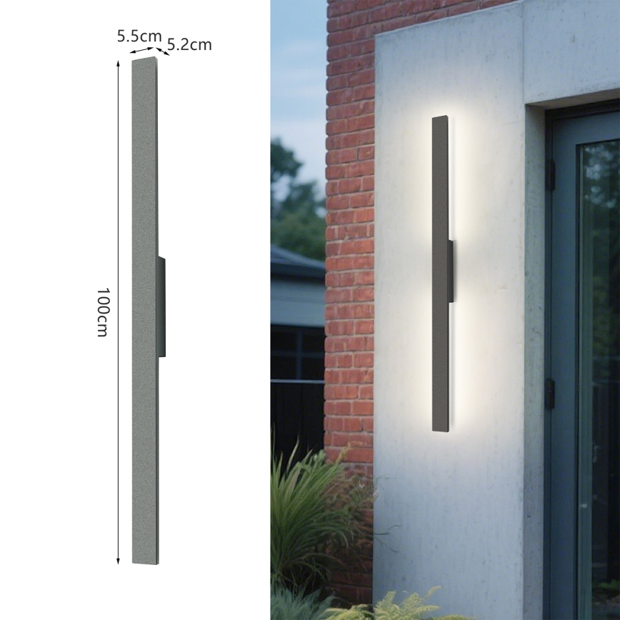 Brilagi - Aplique LED de pared exterior LUNA LED/24W/230V 3000K IP65 100 cm antracita