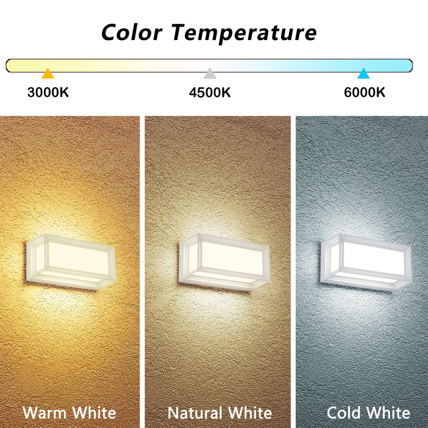 Brilagi - Aplique LED de pared exterior PARKER LED/12W/230V 3000/4500/6000K blanco IP44
