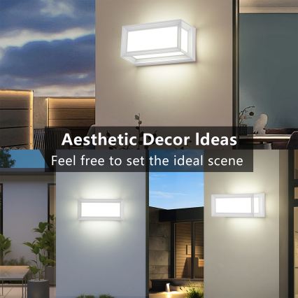 Brilagi - Aplique LED de pared exterior PARKER LED/12W/230V 3000/4500/6000K blanco IP44