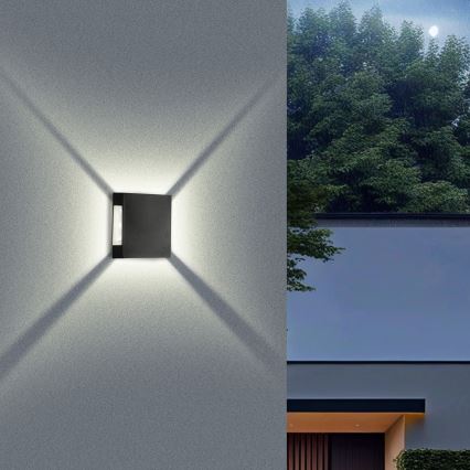 Brilagi - Aplique de pared exterior LED QUADRAY LED/4W/230V negro IP65