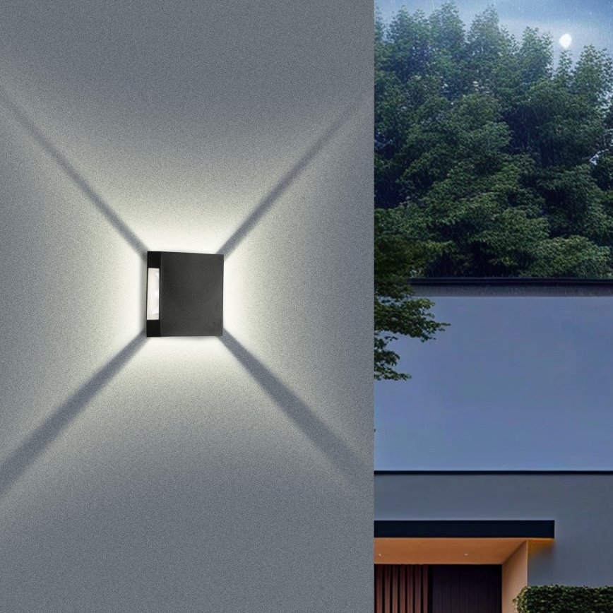 Brilagi - Aplique de pared exterior LED QUADRAY LED/4W/230V negro IP65