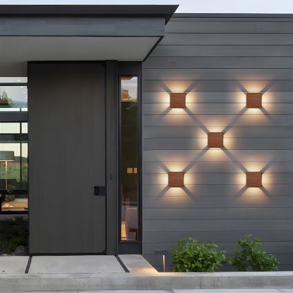 Brilagi - Aplique de pared exterior LED QUADRAY LED/6W/230V acabado en madera IP54