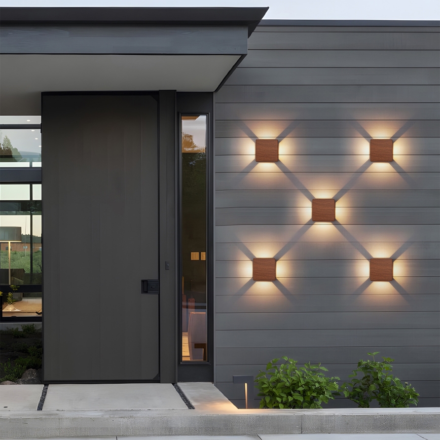 Brilagi - Aplique de pared exterior LED QUADRAY LED/6W/230V acabado en madera IP54
