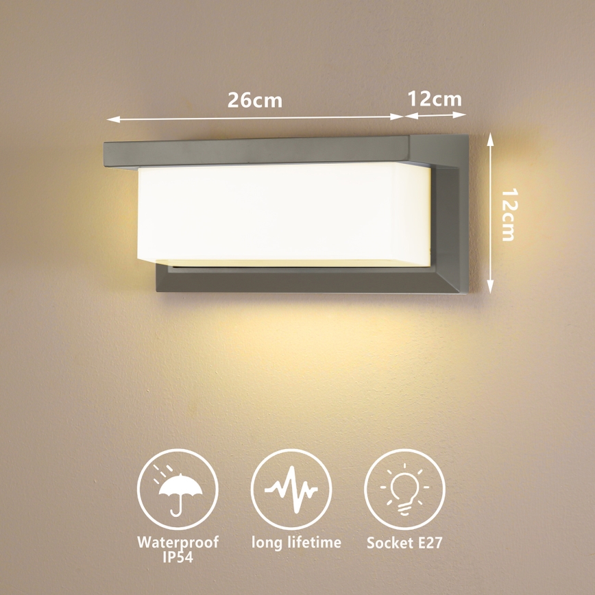 Brilagi - Aplique de pared exterior LED RGBW regulable BRICKY 1xE27/15W/230V 2700-6500K IP54 gris