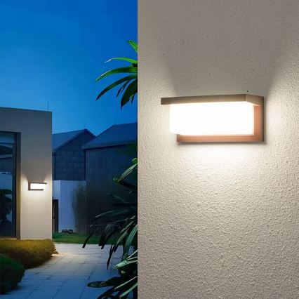 Brilagi - Aplique de pared exterior LED RGBW regulable BRICKY 1xE27/15W/230V 2700-6500K IP54 marrón