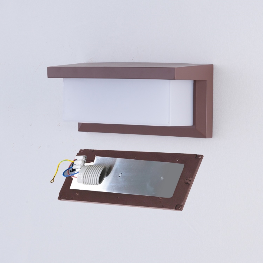 Brilagi - Aplique de pared exterior LED RGBW regulable BRICKY 1xE27/15W/230V 2700-6500K IP54 marrón