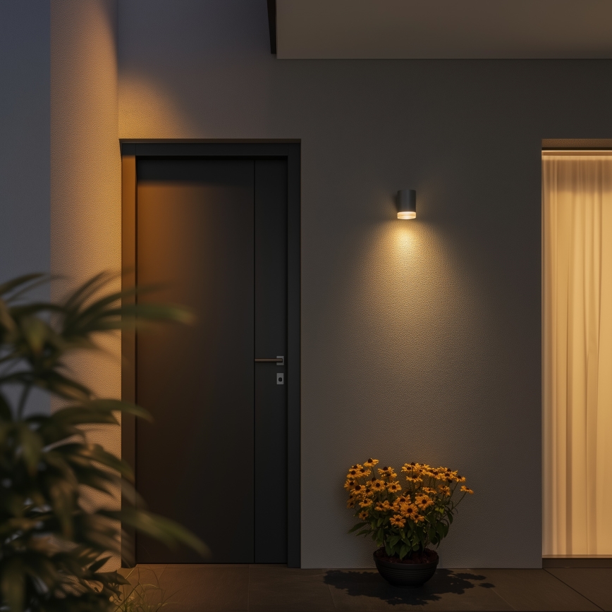 Brilagi - Aplique de pared exterior LED RGBW regulable MATERA 1xGU10/6W/230V 3000K IP54 gris + mando a distancia