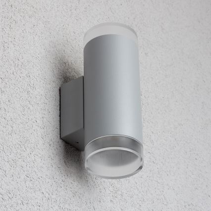 Brilagi - Luminaria de pared exterior LED RGBW regulable MATERA 2xGU10/6W/230V 3000K IP54 gris + mando a distancia