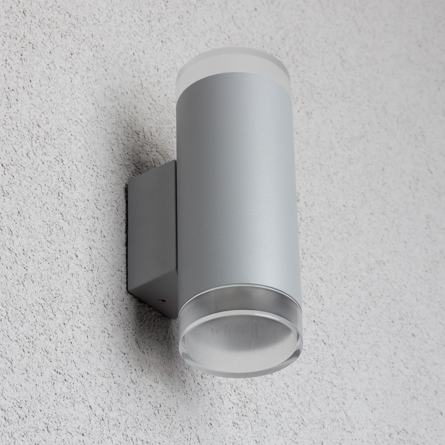 Brilagi - Luminaria de pared exterior LED RGBW regulable MATERA 2xGU10/6W/230V 3000K IP54 gris + mando a distancia