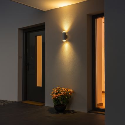 Brilagi - Luminaria de pared exterior LED RGBW regulable MATERA 2xGU10/6W/230V 3000K IP54 gris + mando a distancia