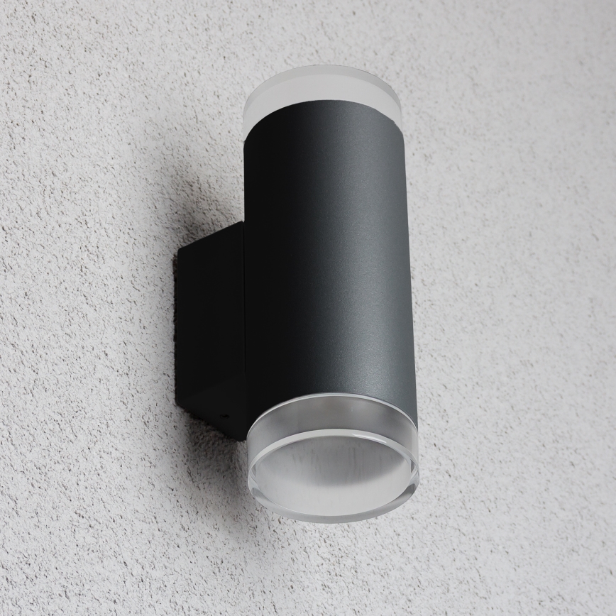Brilagi - Aplique de pared exterior LED RGBW regulable MATERA 2xGU10/6W/230V 3000K IP54 negro + mando a distancia