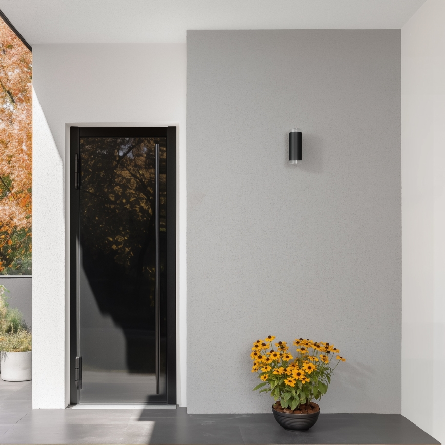 Brilagi - Aplique de pared exterior LED RGBW regulable MATERA 2xGU10/6W/230V 3000K IP54 negro + mando a distancia