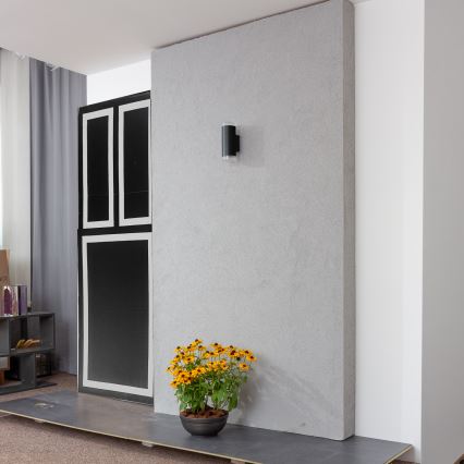 Brilagi - Aplique de pared exterior LED RGBW regulable MATERA 2xGU10/6W/230V 3000K IP54 negro + mando a distancia