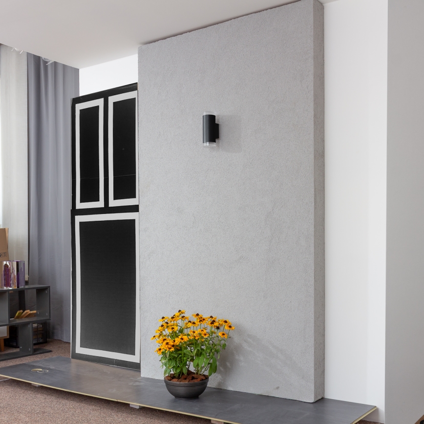 Brilagi - Aplique de pared exterior LED RGBW regulable MATERA 2xGU10/6W/230V 3000K IP54 negro + mando a distancia