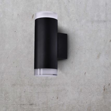 Brilagi - Aplique de pared exterior LED RGBW regulable MATERA 2xGU10/6W/230V 3000K IP54 negro + mando a distancia